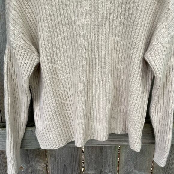 Madewell Sweater Recycled Cashmere Rib Knit Mock Neck Cropped Small - Picture 4 of 8